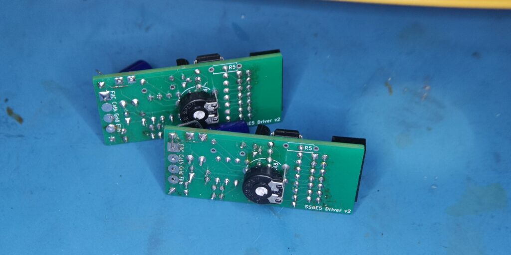 Hand-soldered PCB showing through-hole joints